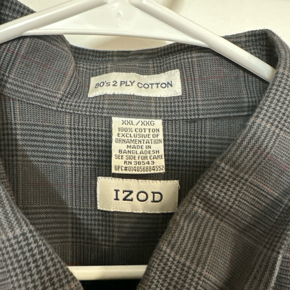 Izod Shirt Men’s XL Brown Long Sleeve Button Down Plaid